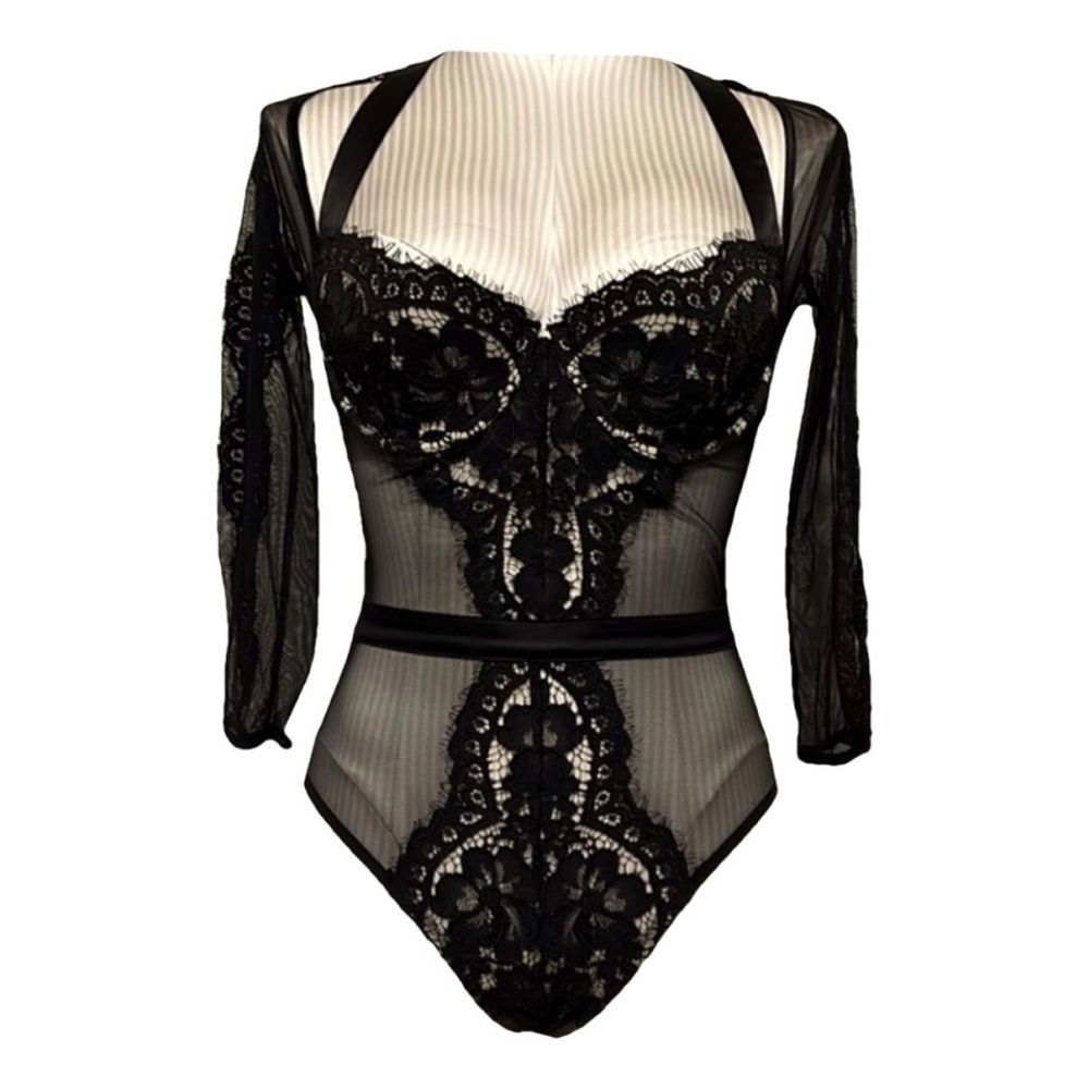Victoria's Secret Black Lace Bodysuit